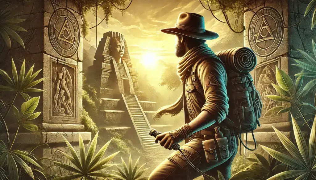 DALL·E 2024 12 28 22.25.17 A creative and adventurous banner image for a WordPress site inspired by archaeology and exploration. The image features an intrepid explorer characte